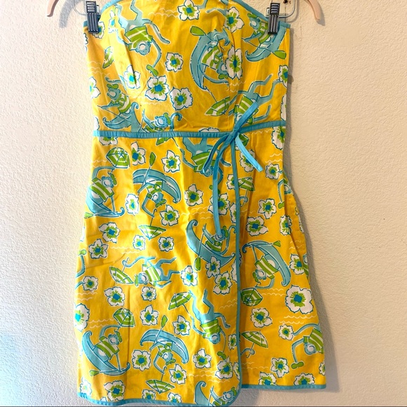LILLY PULITZER Les Monkey Print Strapless Dress - White Label Beach Floral - Picture 3 of 14